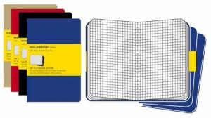Набор 3 блокнота Moleskine Cahier Journal Large, цвет черный, в клетку