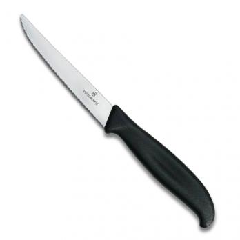 Нож Victorinox для стейка, лезвие 11 см волнистое, черный