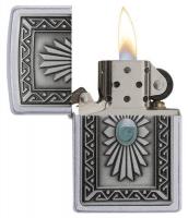 Зажигалка Zippo Classic с покрытием Satin Chrome, латунь/сталь, серебристая, матовая, 36x12x56 мм