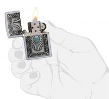 Зажигалка Zippo Classic с покрытием Satin Chrome, латунь/сталь, серебристая, матовая, 36x12x56 мм