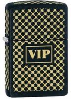 Зажигалка Zippo VIP, латунь с порошковым покрытием, чёрный с нанесением, матовая, 36х12x56 мм