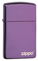 Зажигалка Zippo Slim с покрытием Abyss™, латунь/сталь, сиреневая с фирменным логотипом, глянцевая