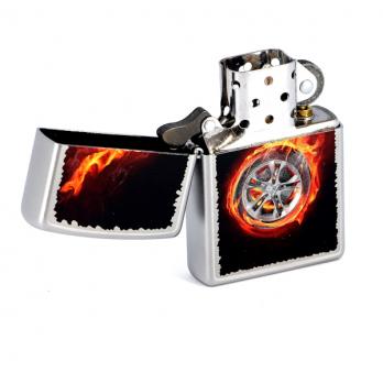 Зажигалка Zippo Tire On Fire, с покрытием Satin Chrome, латунь/сталь, серебристая, матовая,