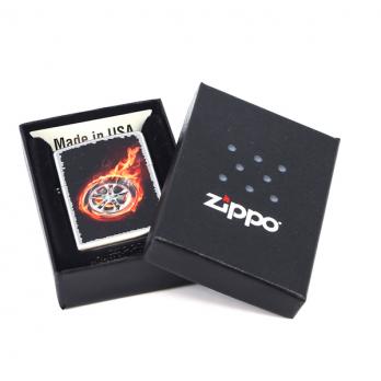 Зажигалка Zippo Tire On Fire, с покрытием Satin Chrome, латунь/сталь, серебристая, матовая,