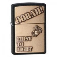 Зажигалка Zippo Marines с покрытием Black Crackle, латунь/сталь, чёрная, матовая, 36x12x56 мм