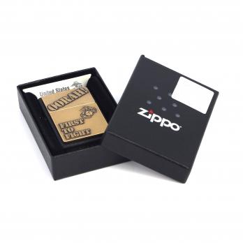Зажигалка Zippo Marines с покрытием Black Crackle, латунь/сталь, чёрная, матовая, 36x12x56 мм