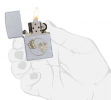 Зажигалка Zippo Classic с покрытием Satin Chrome, латунь/сталь, серебристая, матовая, 36x12x56 мм