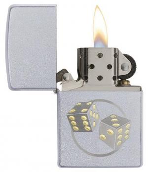 Зажигалка Zippo Classic с покрытием Satin Chrome, латунь/сталь, серебристая, матовая, 36x12x56 мм