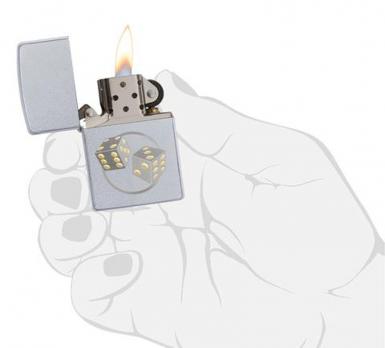 Зажигалка Zippo Classic с покрытием Satin Chrome, латунь/сталь, серебристая, матовая, 36x12x56 мм