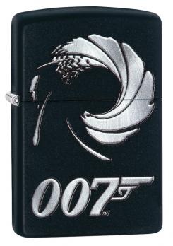 Зажигалка Zippo James Bond с покрытием Black Matte, латунь/сталь, чёрная, матовая, 36x12x56 мм