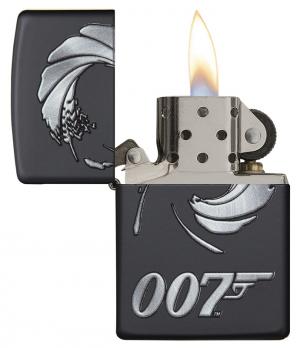 Зажигалка Zippo James Bond с покрытием Black Matte, латунь/сталь, чёрная, матовая, 36x12x56 мм