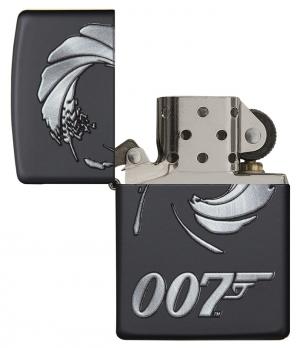 Зажигалка Zippo James Bond с покрытием Black Matte, латунь/сталь, чёрная, матовая, 36x12x56 мм