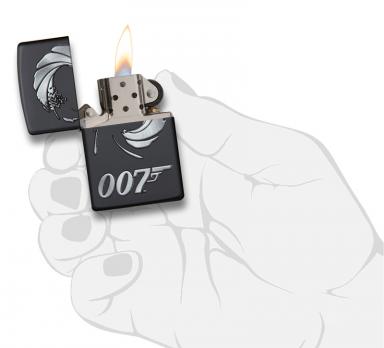 Зажигалка Zippo James Bond с покрытием Black Matte, латунь/сталь, чёрная, матовая, 36x12x56 мм