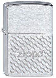 Зажигалка Zippo Stripes, с покрытием Brushed Chrome, латунь/сталь, серебристая с полосками и логотип