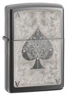 Зажигалка Zippo Classic с покрытием Black Ice, латунь/сталь, чёрная, глянцевая, 36x12x56 мм
