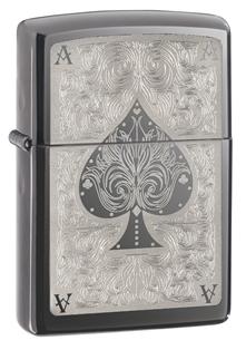 Зажигалка Zippo Classic с покрытием Black Ice, латунь/сталь, чёрная, глянцевая, 36x12x56 мм