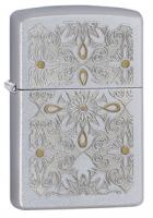 Зажигалка Zippo Classic с покрытием Satin Chrome, латунь/сталь, серебристая, матовая, 36x12x56 мм