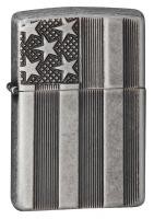 Зажигалка Zippo Armor™ с покрытием Antique Silver Plate™, латунь/сталь, серая, матовая, 36x12x56 мм