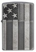 Зажигалка Zippo Armor™ с покрытием Antique Silver Plate™, латунь/сталь, серая, матовая, 36x12x56 мм