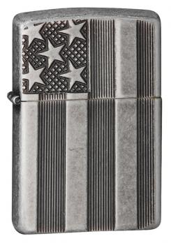 Зажигалка Zippo Armor™ с покрытием Antique Silver Plate™, латунь/сталь, серая, матовая, 36x12x56 мм