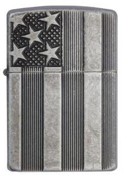 Зажигалка Zippo Armor™ с покрытием Antique Silver Plate™, латунь/сталь, серая, матовая, 36x12x56 мм
