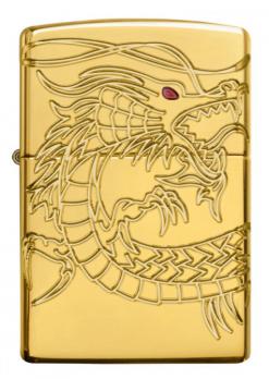 Зажигалка Zippo Armor™ с покрытием High Polish Gold Plate, латунь/сталь, золотистая, 36x12x56 мм