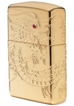 Зажигалка Zippo Armor™ с покрытием High Polish Gold Plate, латунь/сталь, золотистая, 36x12x56 мм
