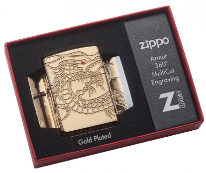 Зажигалка Zippo Armor™ с покрытием High Polish Gold Plate, латунь/сталь, золотистая, 36x12x56 мм