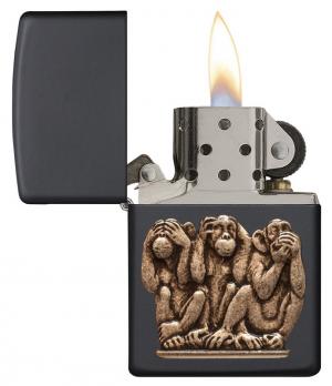 Зажигалка Zippo Classic с покрытием Black Matte, латунь/сталь, чёрная, матовая, 36x12x56 мм