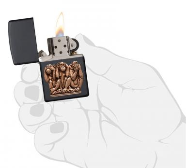 Зажигалка Zippo Classic с покрытием Black Matte, латунь/сталь, чёрная, матовая, 36x12x56 мм