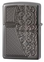 Зажигалка Zippo Armor с покрытием Black Ice, латунь/сталь,чёрная, глянцевая, 36x12x56 мм