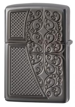 Зажигалка Zippo Armor с покрытием Black Ice, латунь/сталь,чёрная, глянцевая, 36x12x56 мм