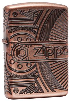 Зажигалка Zippo Armor с покрытием Antique Copper, латунь/сталь, медная, матовая, 36x12x56 мм