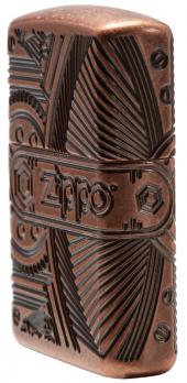Зажигалка Zippo Armor с покрытием Antique Copper, латунь/сталь, медная, матовая, 36x12x56 мм