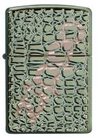 Зажигалка Zippo Armor с покрытием Chameleon, латунь/сталь, зелёная, глянцевая, 36x12x56 мм