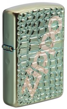 Зажигалка Zippo Armor с покрытием Chameleon, латунь/сталь, зелёная, глянцевая, 36x12x56 мм