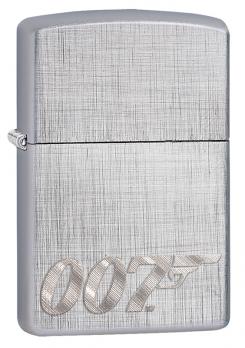 Зажигалка Zippo James Bond с покрытием Brushed Chrome, латунь/сталь, серебристая, матовая, 36x12x56