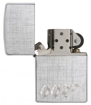 Зажигалка Zippo James Bond с покрытием Brushed Chrome, латунь/сталь, серебристая, матовая, 36x12x56