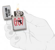 Зажигалка Zippo James Bond с покрытием Brushed Chrome, латунь/сталь, серебристая, матовая, 36x12x56