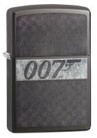 Зажигалка Zippo James Bond с покрытием Black Ice, латунь/сталь, чёрная, глянцевая, 36x12x56 мм