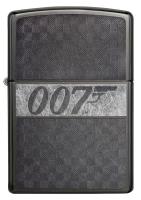 Зажигалка Zippo James Bond с покрытием Black Ice, латунь/сталь, чёрная, глянцевая, 36x12x56 мм