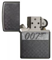 Зажигалка Zippo James Bond с покрытием Black Ice, латунь/сталь, чёрная, глянцевая, 36x12x56 мм