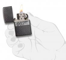 Зажигалка Zippo James Bond с покрытием Black Ice, латунь/сталь, чёрная, глянцевая, 36x12x56 мм