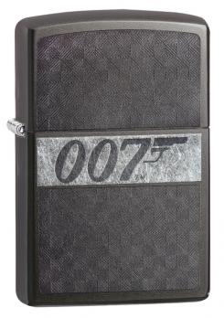 Зажигалка Zippo James Bond с покрытием Black Ice, латунь/сталь, чёрная, глянцевая, 36x12x56 мм