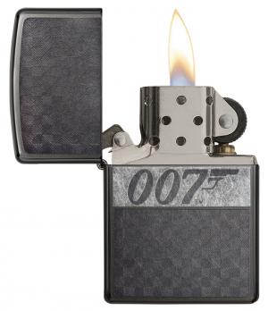 Зажигалка Zippo James Bond с покрытием Black Ice, латунь/сталь, чёрная, глянцевая, 36x12x56 мм