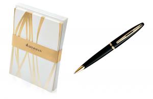 Набор подарочный Waterman Carene - Black GT, шариковая ручка, M + открытки, конверты