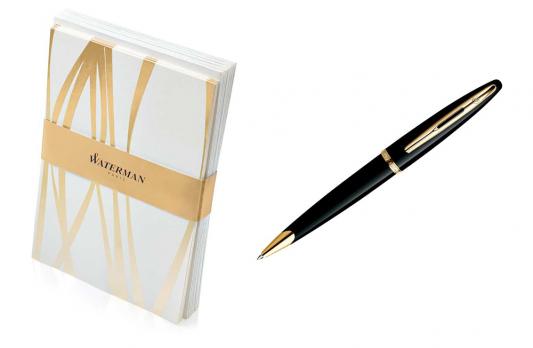 Набор подарочный Waterman Carene - Black GT, шариковая ручка, M + открытки, конверты
