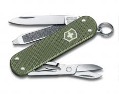 Нож-брелок Victorinox Classic, 58 мм, 5 функций, алюминиевая рукоять, зелёный
