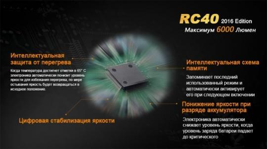 Фонарь светодиодный Fenix RC40 Cree XM-L2 U2 LED, 6000 лм, аккумулятор