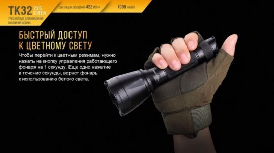 Фонарь светодиодный Fenix TK32, 1000 лм, аккумулятор